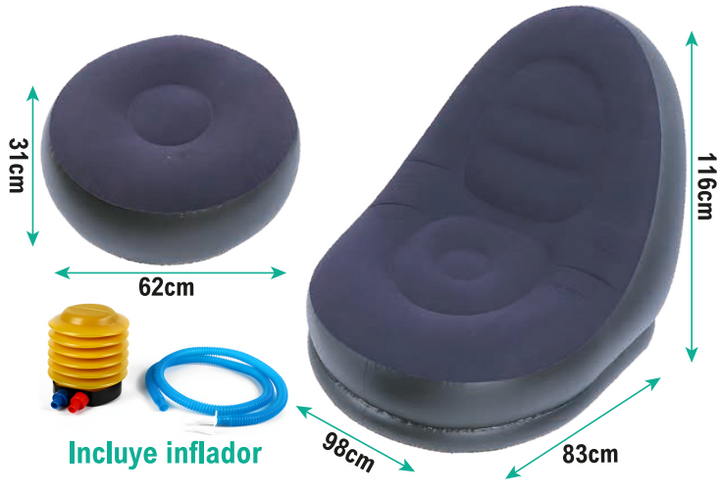 Sofá Insuflável Premium com Reposapés Dropea