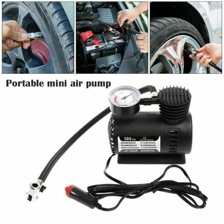 Compressor de Ar Portátil 300 PSI - Para Carro, Mota e Bicicleta Dropea