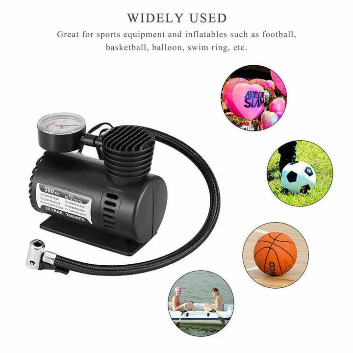 Compressor de Ar Portátil 300 PSI - Para Carro, Mota e Bicicleta Dropea